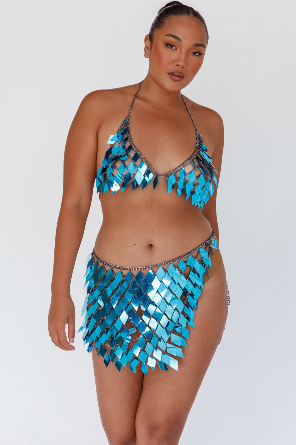 River Festival Shiny Sequins 2 Piece Set Blue by Selfie Leslie