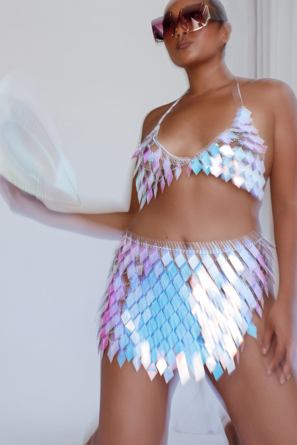 River Festival Shiny Sequins 2 Piece Set Purple by Selfie Leslie