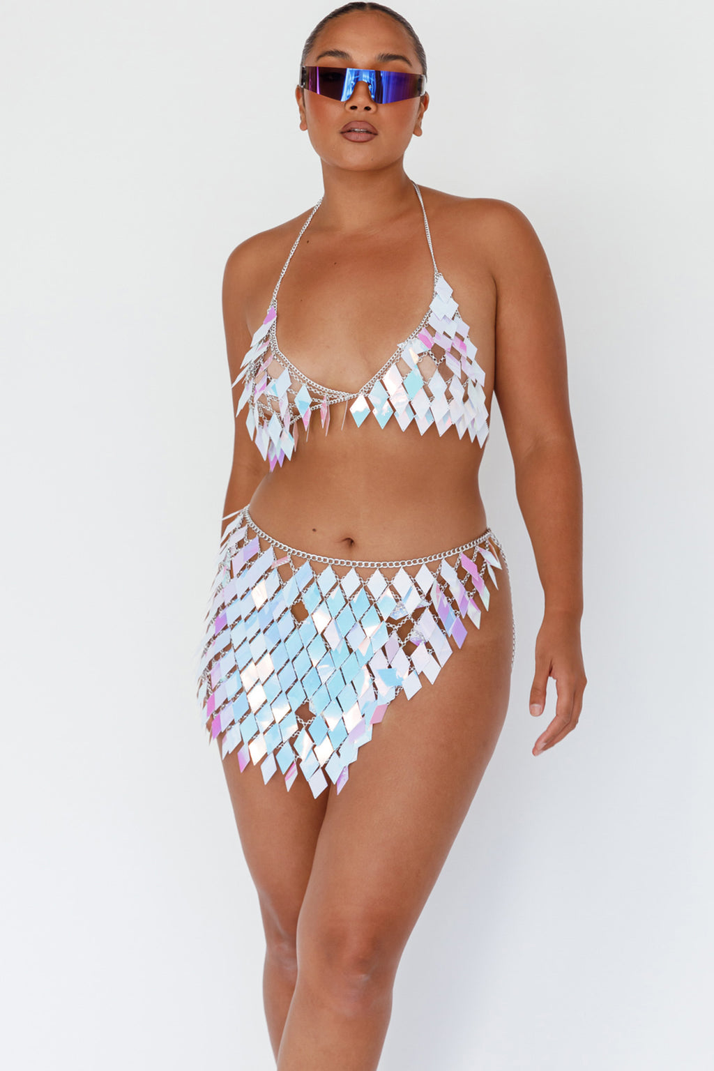 River Festival Shiny Sequins 2 Piece Set Purple by Selfie Leslie