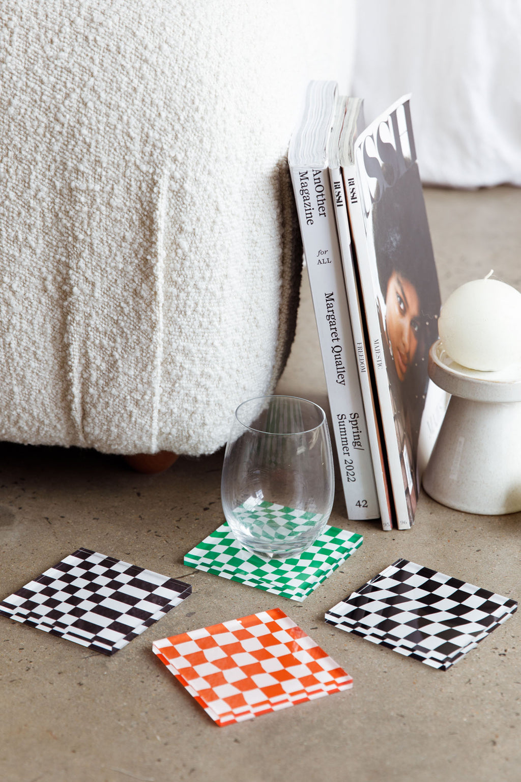 Paradiso 4pc Chessboard Acrylic Coaster Set by Selfie Leslie