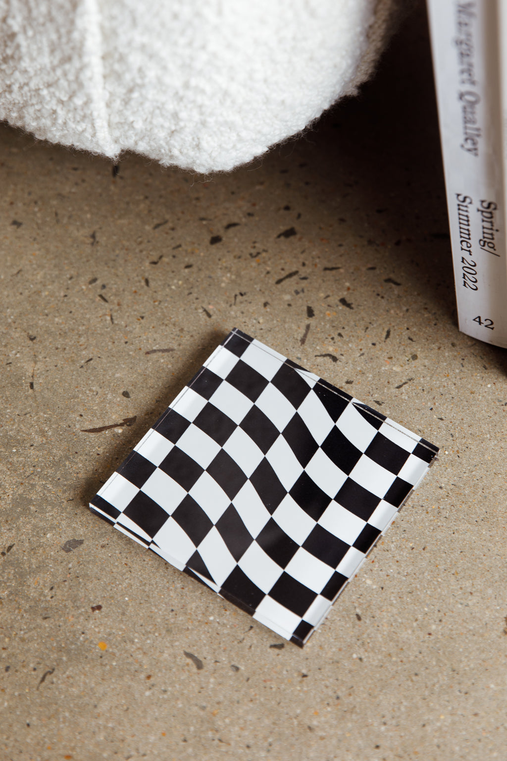Paradiso 4pc Chessboard Acrylic Coaster Set by Selfie Leslie
