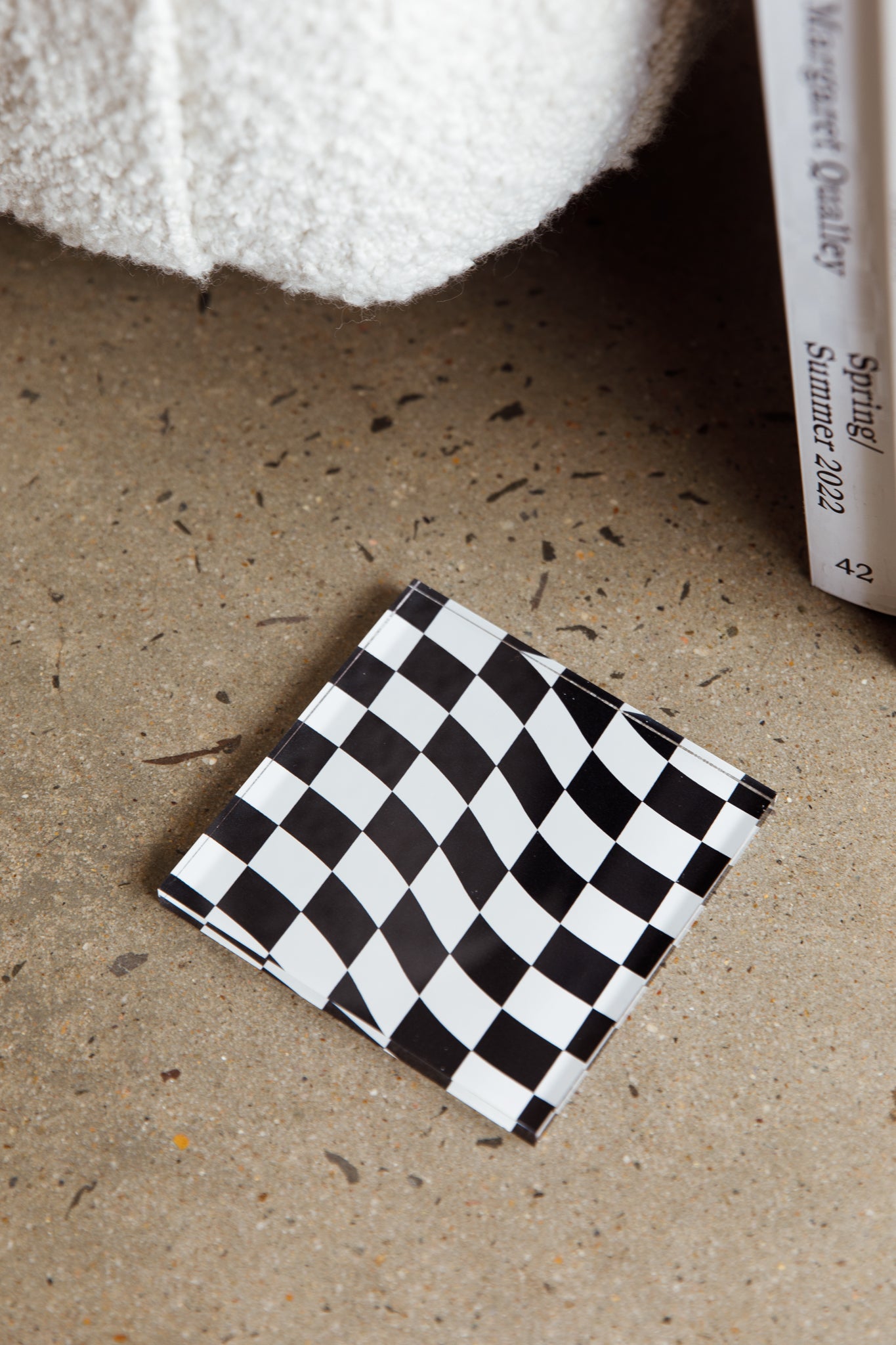 Paradiso 4pc Chessboard Acrylic Coaster Set by Selfie Leslie
