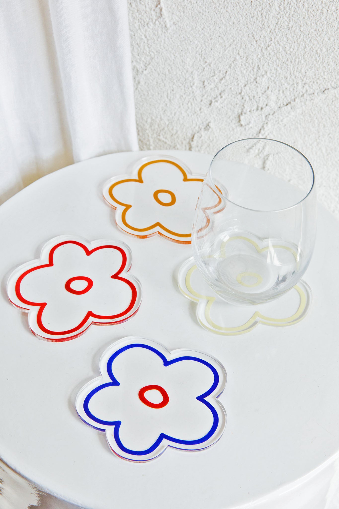 Flower Feeling 4pc Acrylic Coaster Set by Selfie Leslie