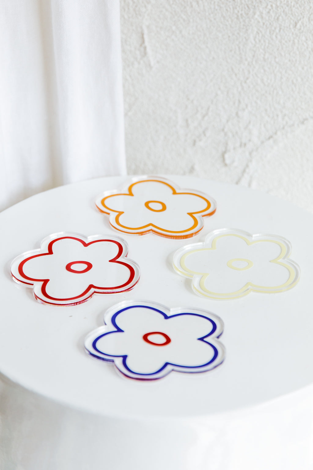 Flower Feeling 4pc Acrylic Coaster Set by Selfie Leslie