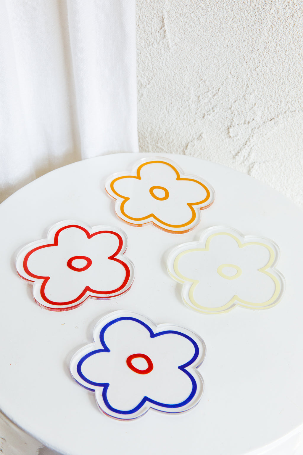 Flower Feeling 4pc Acrylic Coaster Set by Selfie Leslie