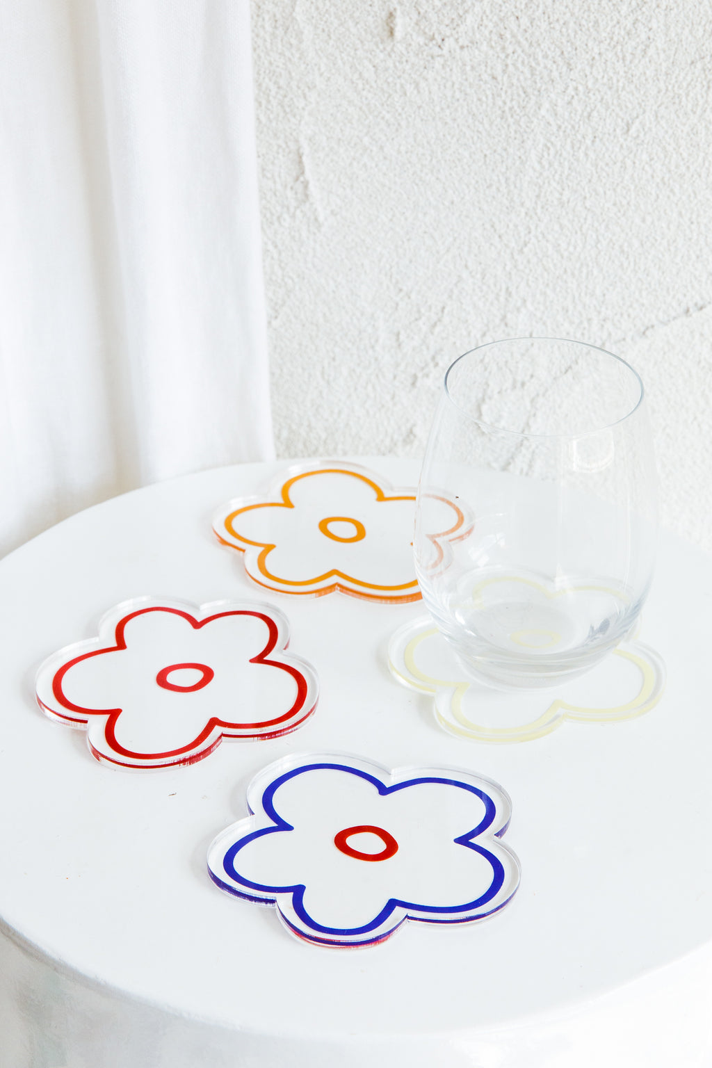 Flower Feeling 4pc Acrylic Coaster Set by Selfie Leslie
