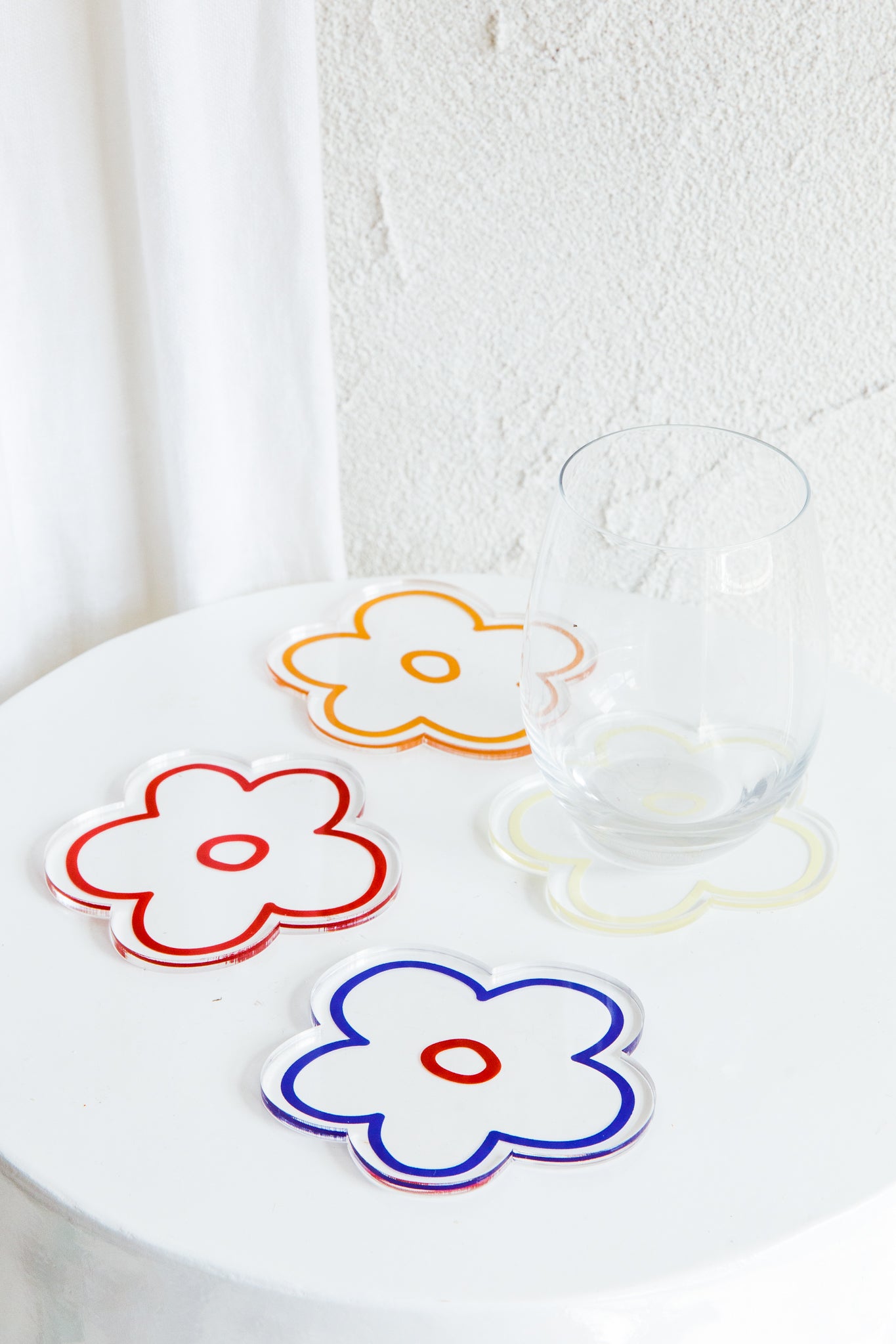 Flower Feeling 4pc Acrylic Coaster Set by Selfie Leslie