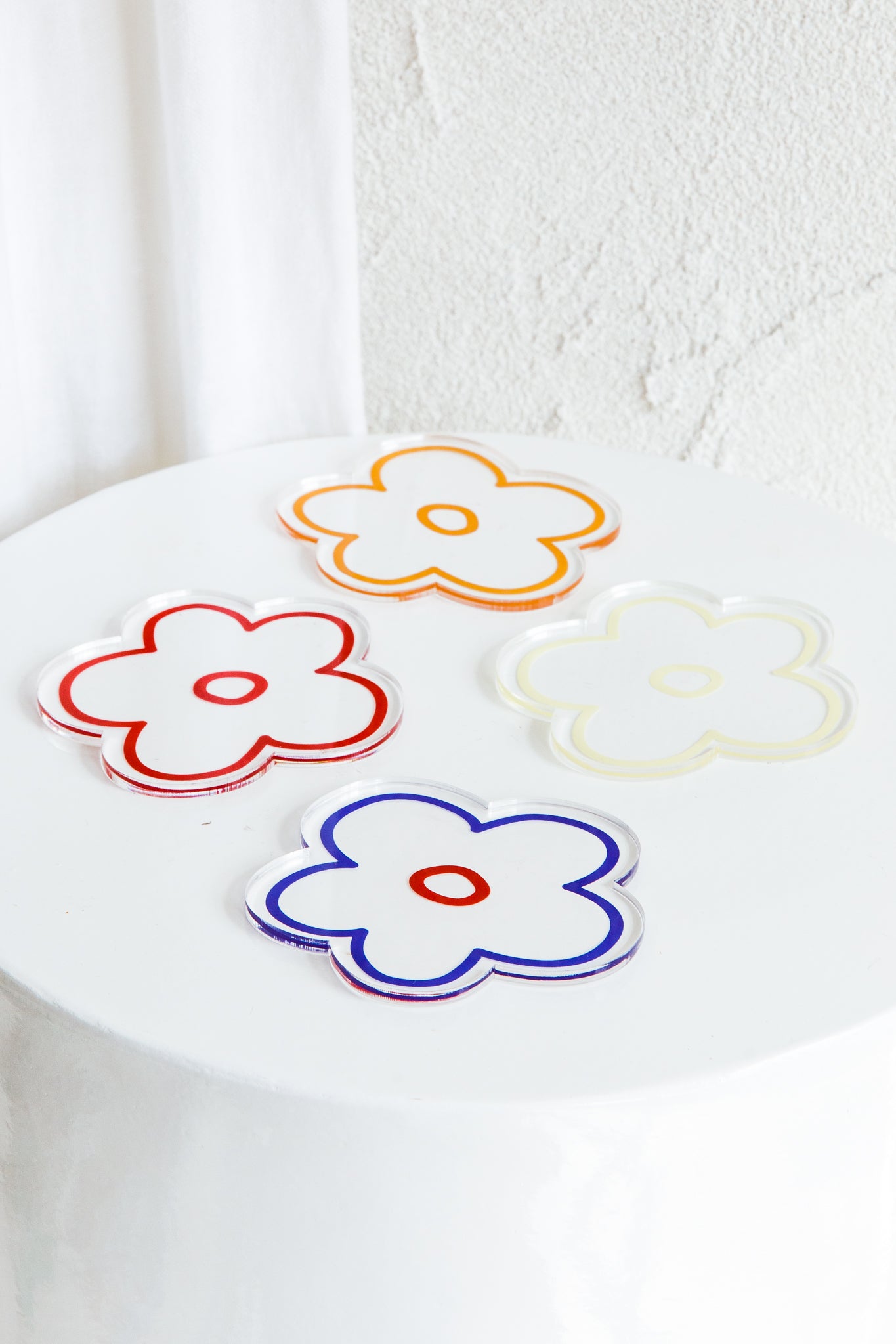 Flower Feeling 4pc Acrylic Coaster Set by Selfie Leslie