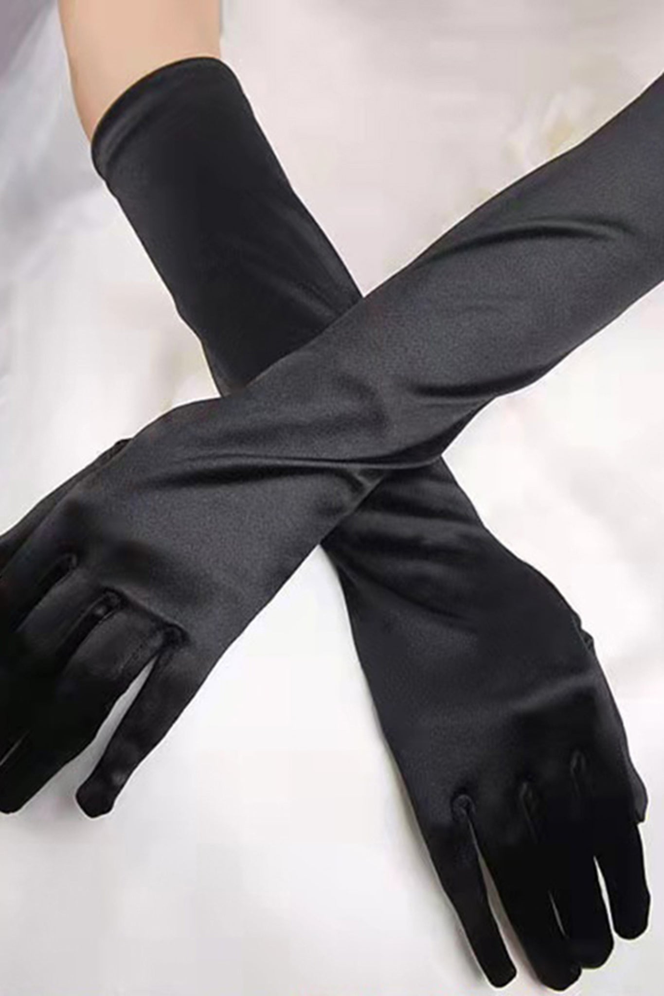 Bella Satin Gloves Black by Selfie Leslie