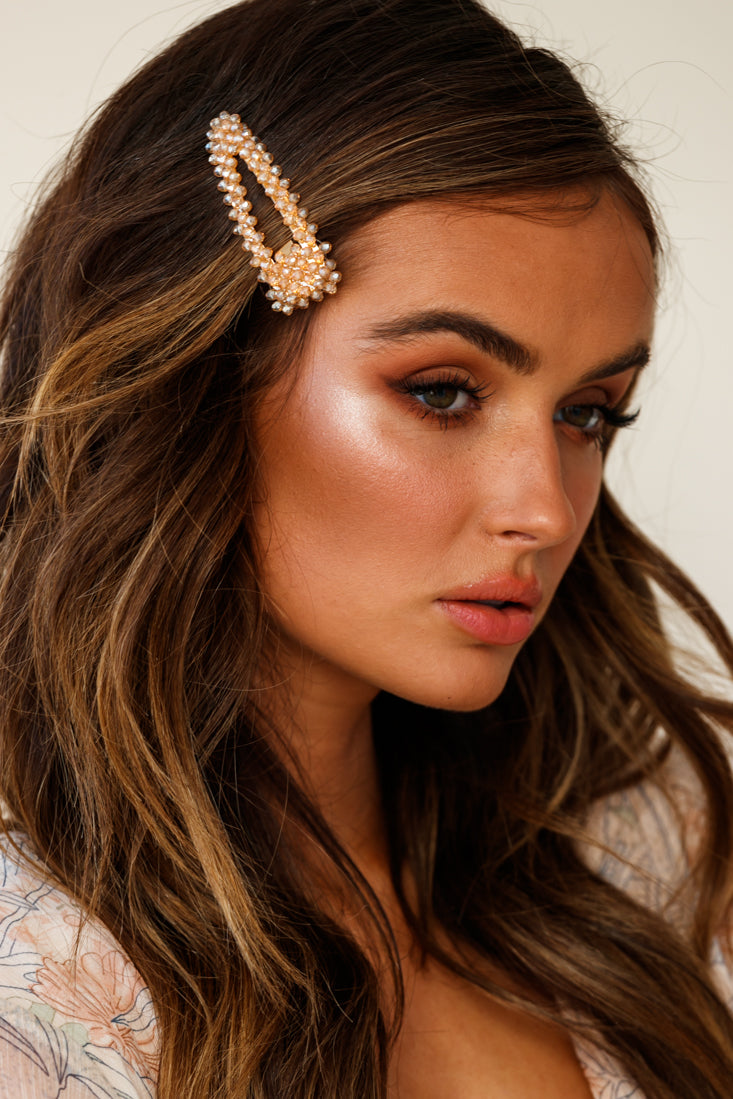 Tilly Beaded Oversized Barrette Champagne by Selfie Leslie