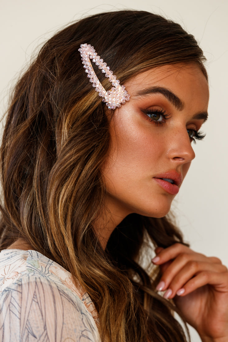 Tilly Beaded Oversized Barrette Pink by Selfie Leslie