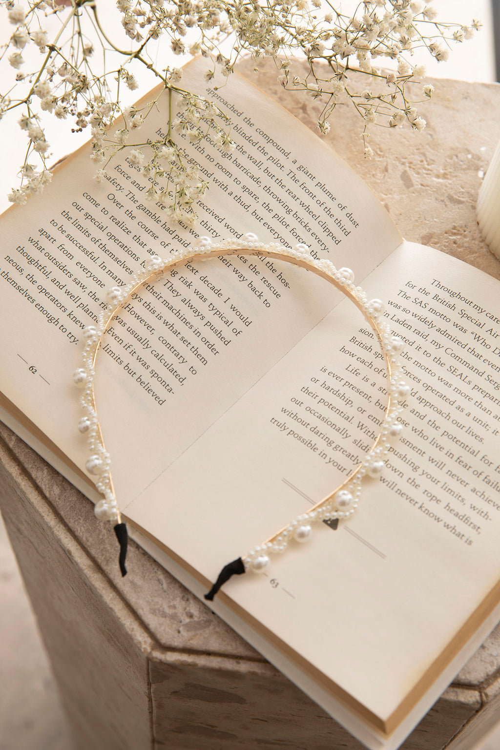 Harriet Pearl Gold Headband White by Selfie Leslie