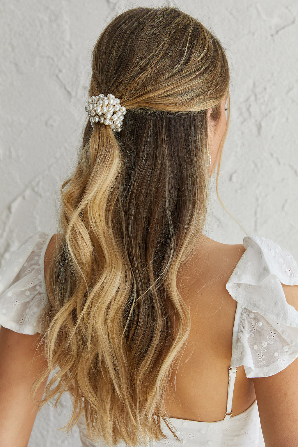 Carina Pearl & Satin Bow Hair Tie Black by Selfie Leslie