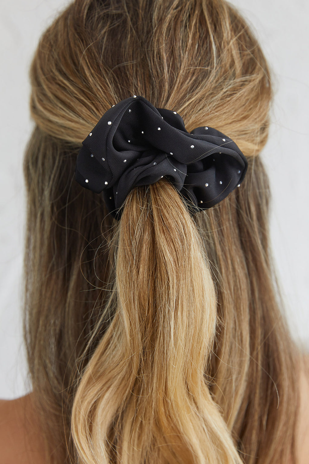 City Lights Embellished Scrunchie Black by Selfie Leslie