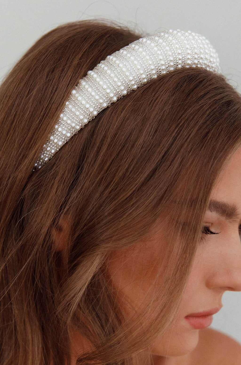 Nevaeh Wide Pearl Headband White by Selfie Leslie