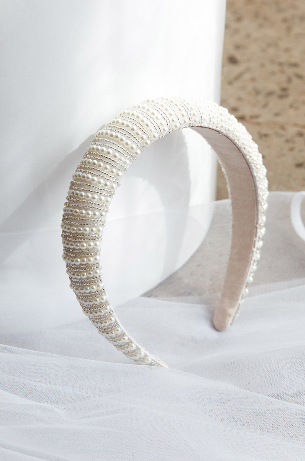 Nevaeh Wide Pearl Headband White by Selfie Leslie