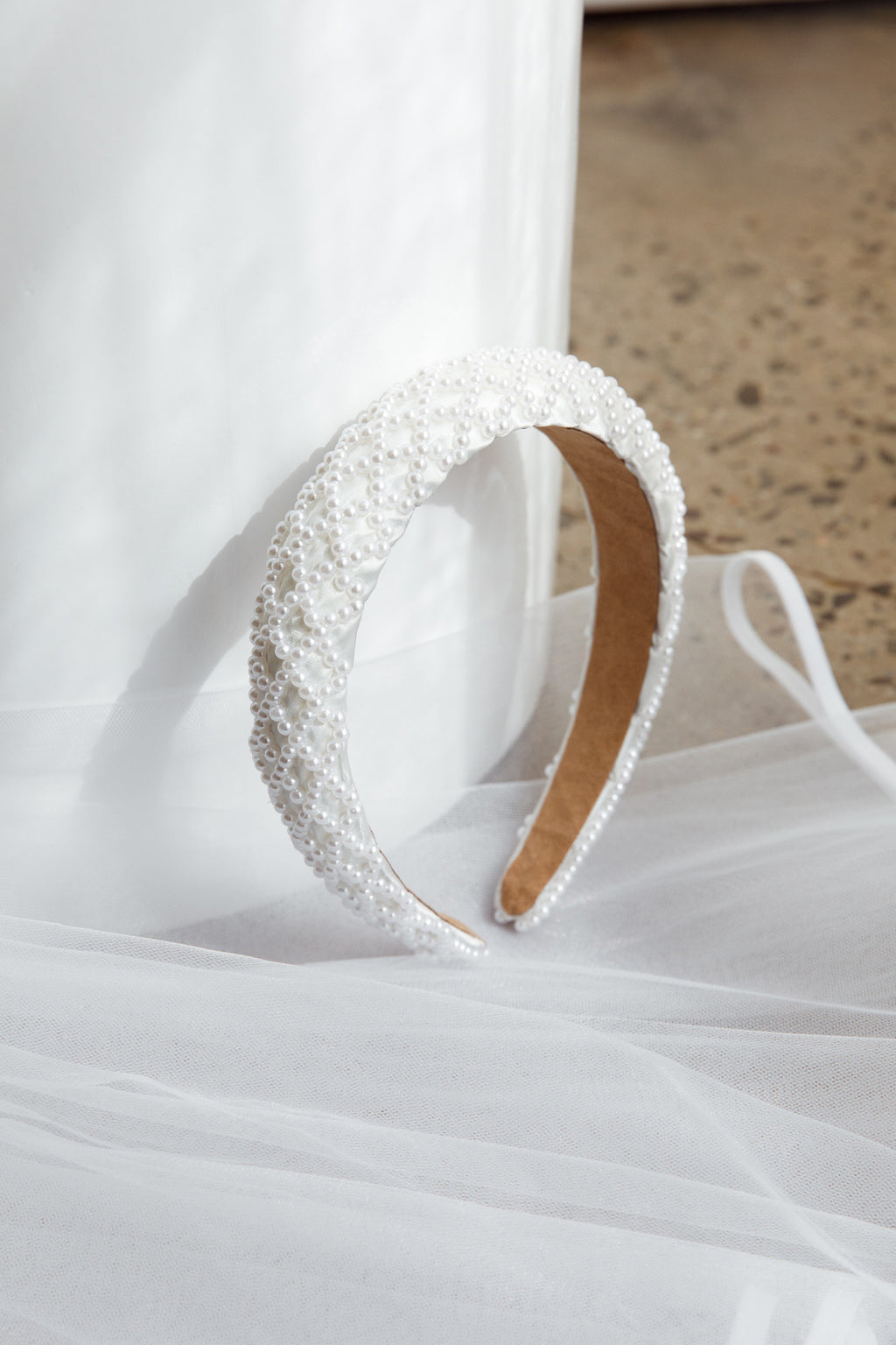 Suede Pearl Headband White by Selfie Leslie