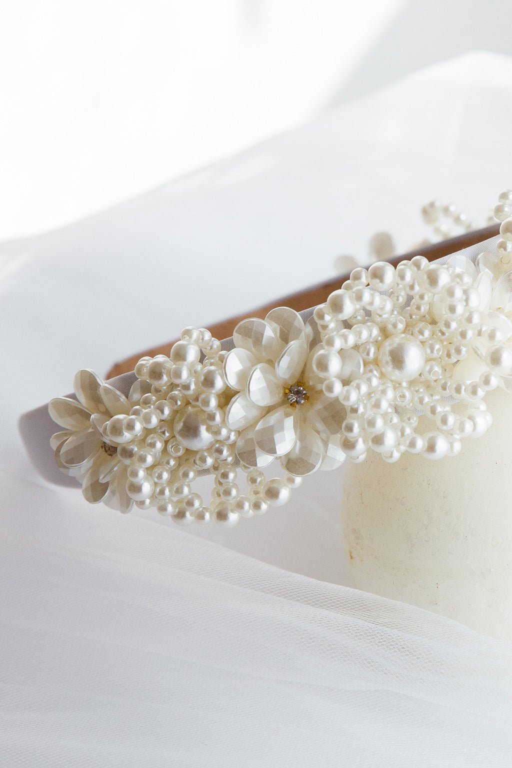 Floral Pearl Wide Headband White by Selfie Leslie