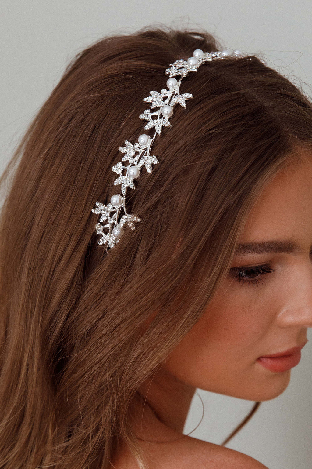 Leaves & Pearl Wire Headband Silver by Selfie Leslie