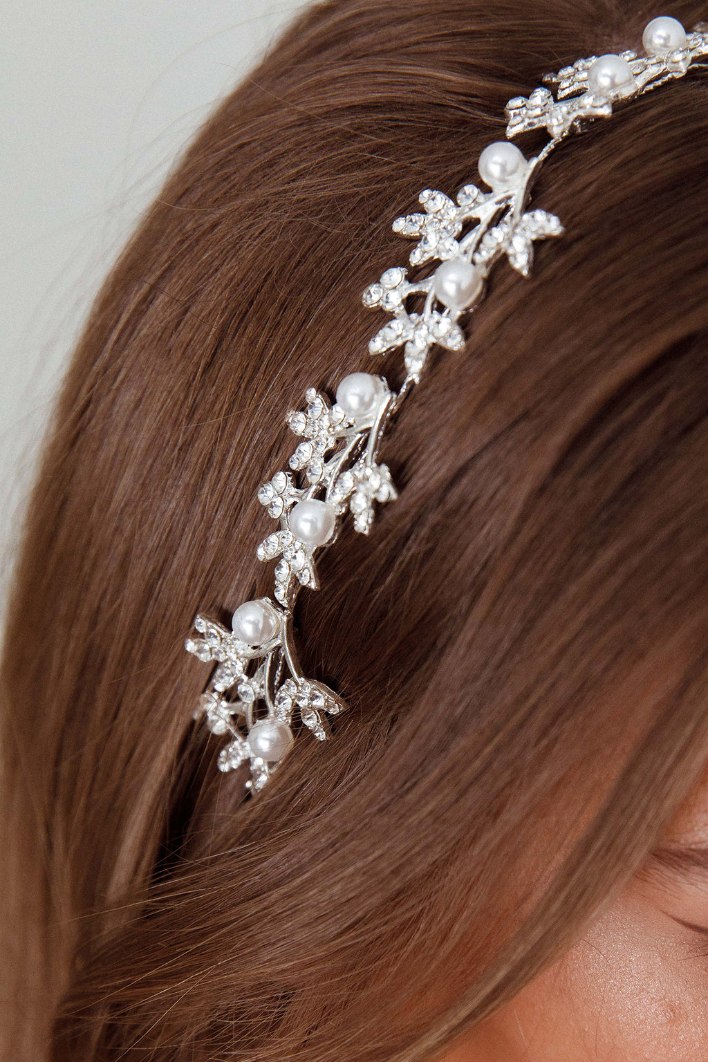 Leaves & Pearl Wire Headband Silver by Selfie Leslie