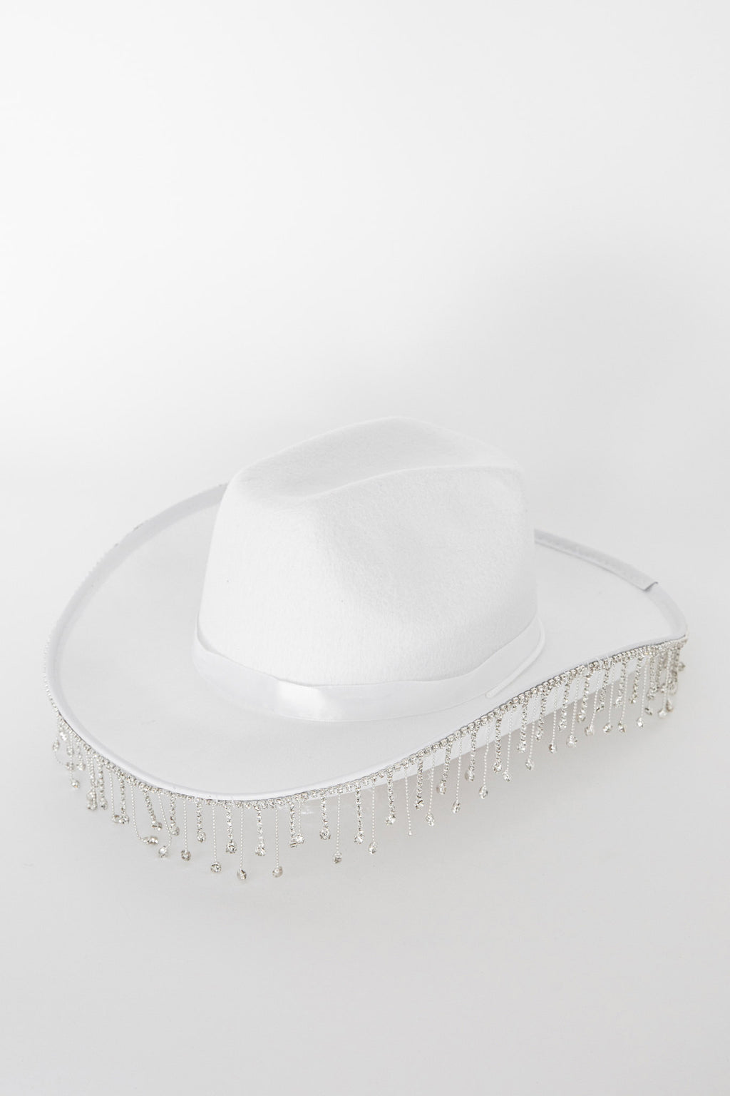 Dolly Diamante Fringe Cowboy Hat White by Selfie Leslie