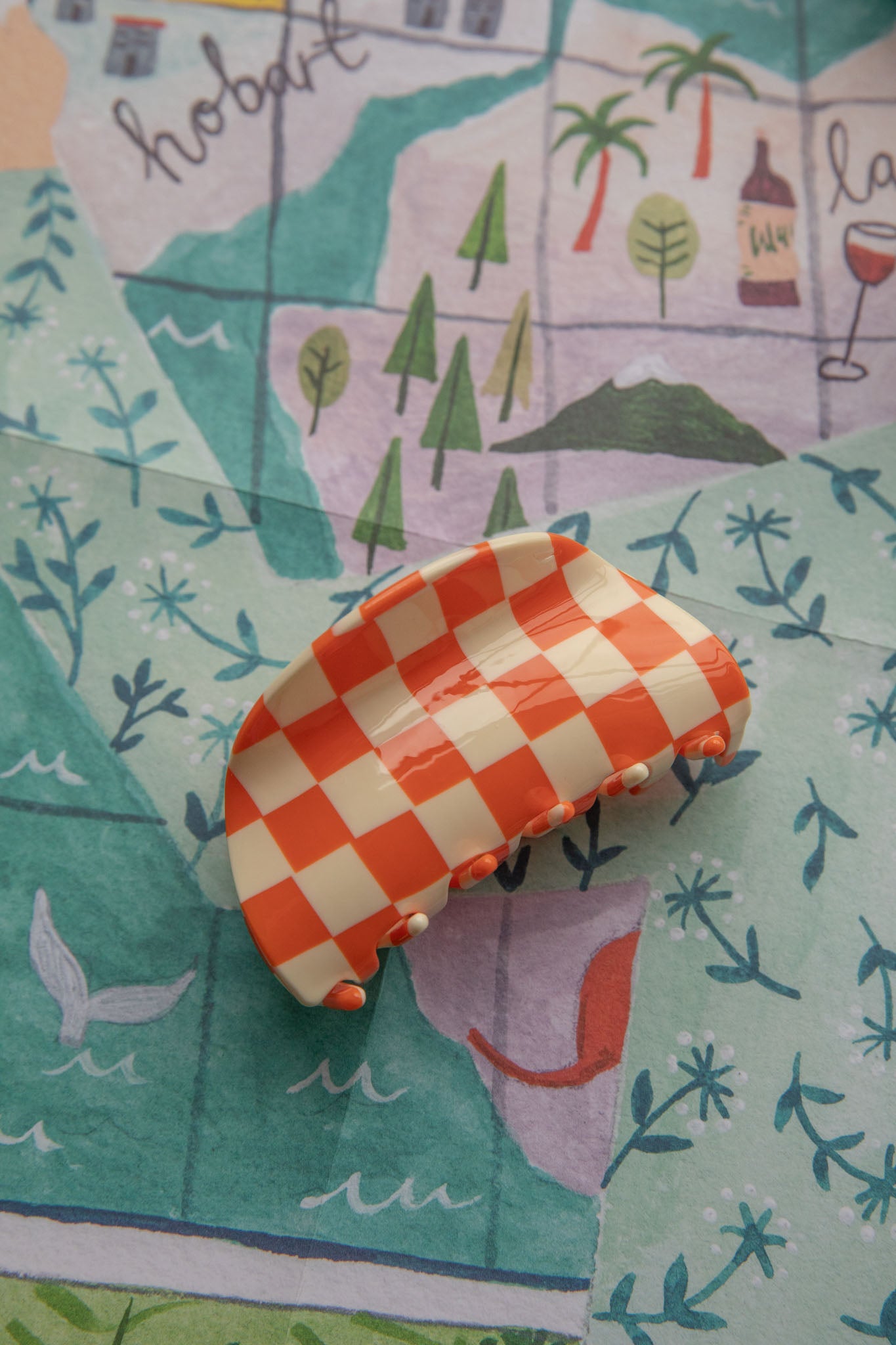 Kitsch Checkered Hair Clip Orange by Selfie Leslie
