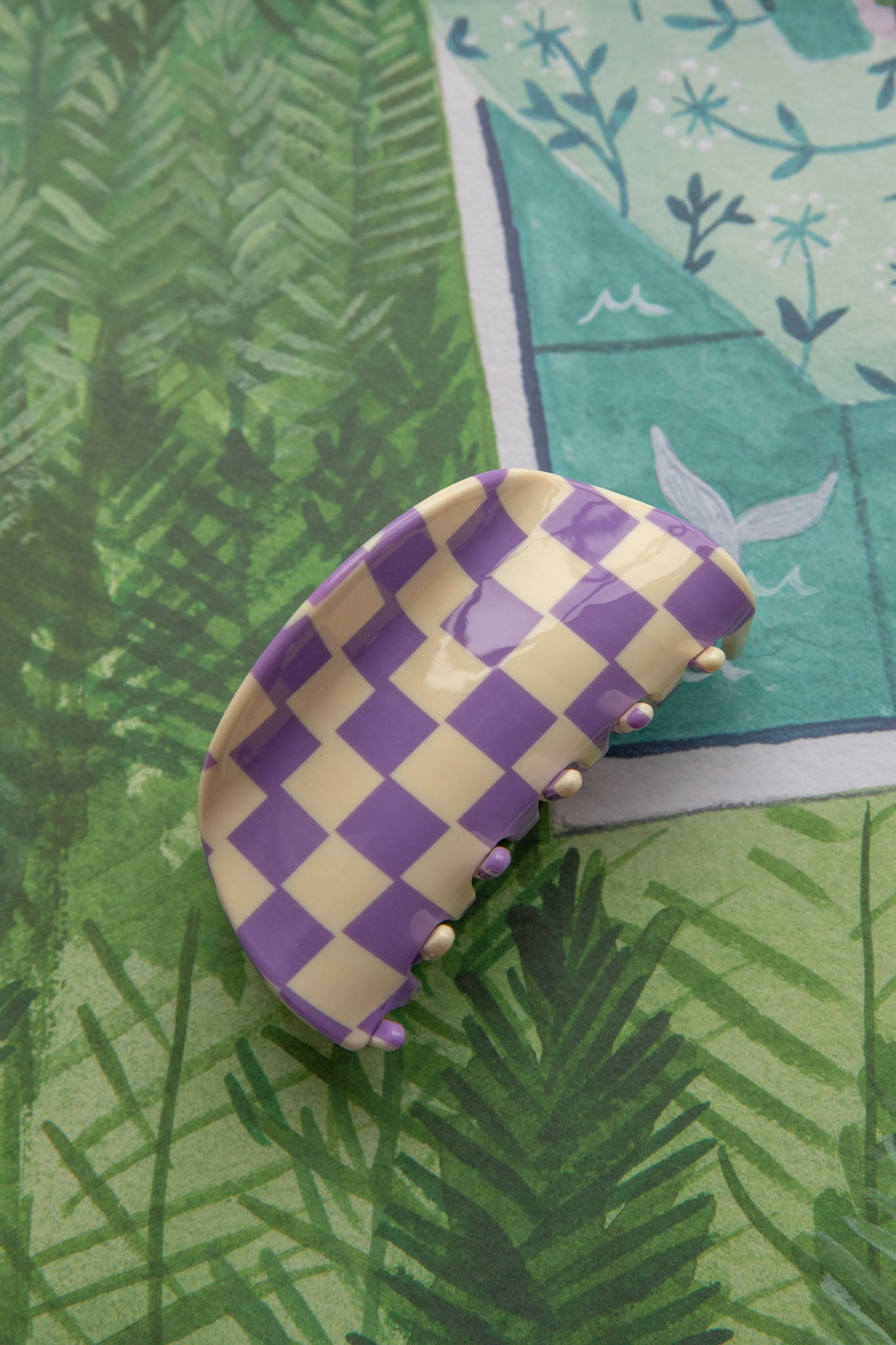 Kitsch Checkered Hair Clip Purple by Selfie Leslie