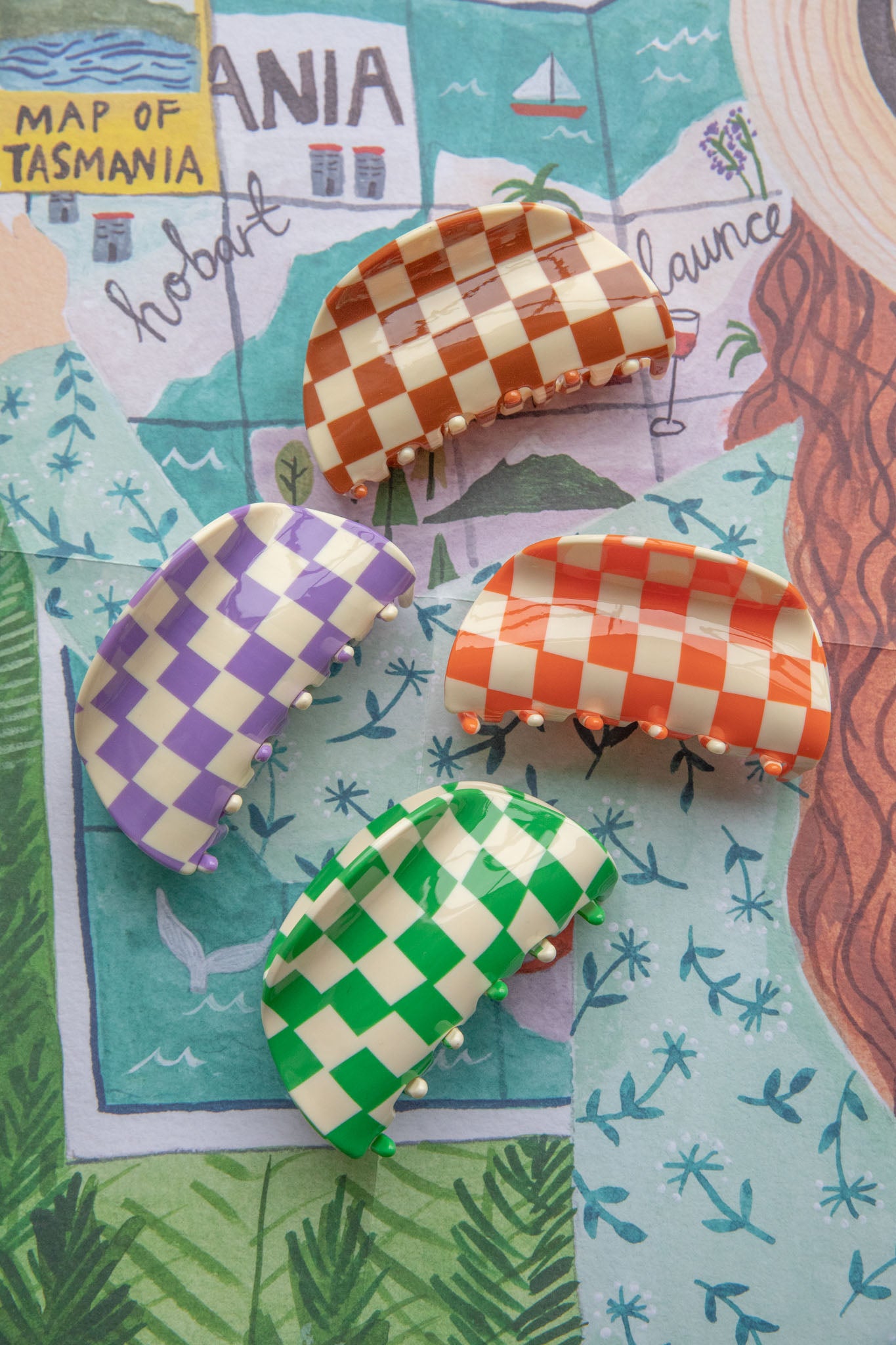Kitsch Checkered Hair Clip Purple by Selfie Leslie