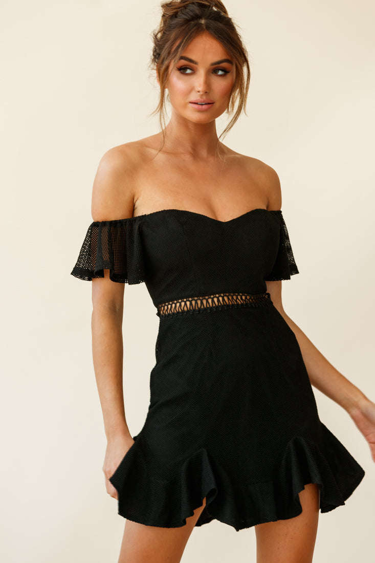 Chi Chi Sweetheart Neckline Off-Shoulder Dress Black by Selfie Leslie