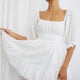 Abby Off-Shoulder Tie-Up Back Dress Eyelet Embroidery Dress White