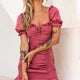 La Quinta Lace-Up Bust Drawstring Detail Dress Rose