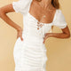 La Quinta Lace-Up Bust Drawstring Detail Dress White
