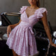 Lola Ruffle Shoulder Ruched Dress Textured Blush