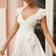 Lola Ruffle Shoulder Ruched Dress White