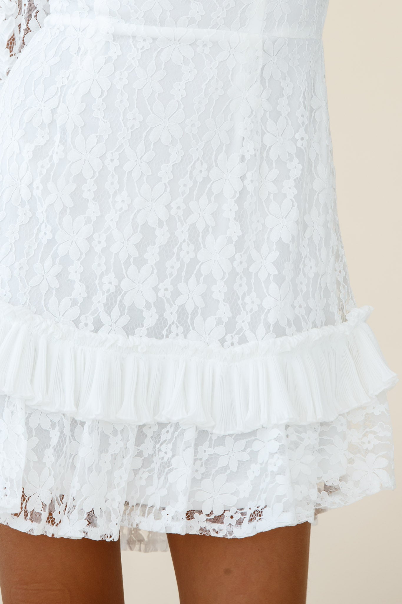 Home Again Three-Quarter Sleeve Lace Dress White by Selfie Leslie