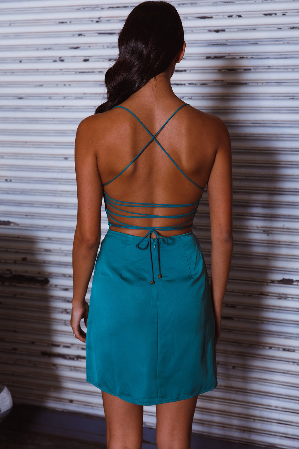Lost In A Dream Pintuck Bust Mini Dress Green by Selfie Leslie