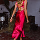 Belle Epoque Drawstring Bust Midi Dress Hot Pink