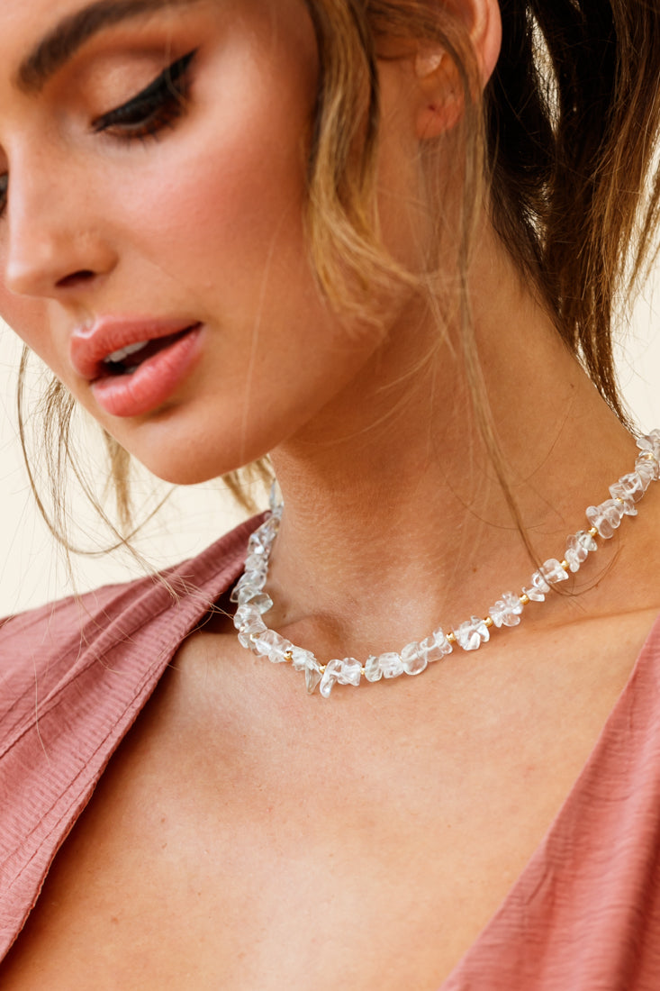 Tiffany Clear Baroque And Gold Bead Necklace by Selfie Leslie