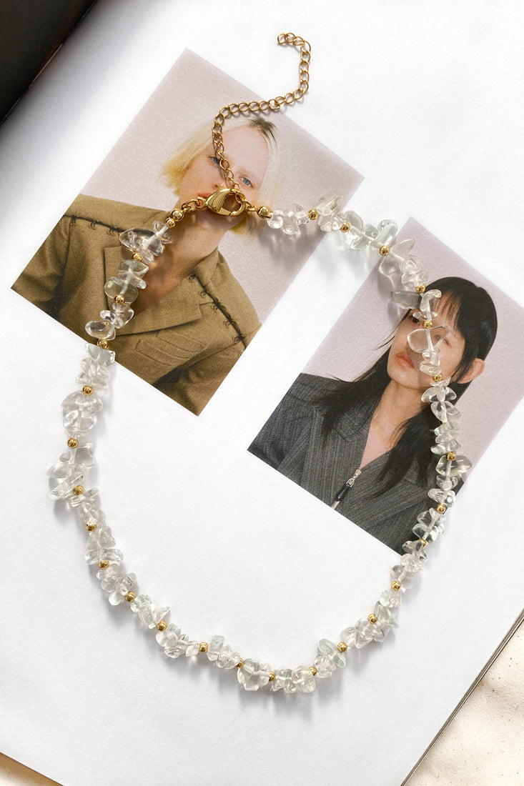 Tiffany Clear Baroque And Gold Bead Necklace by Selfie Leslie