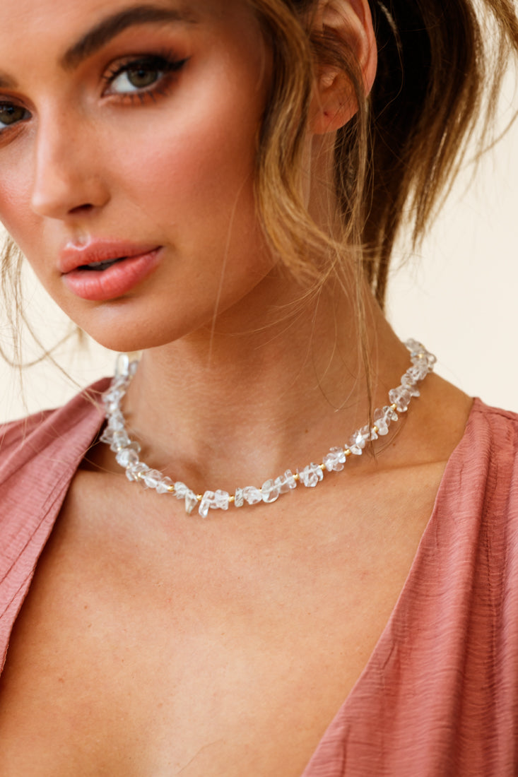 Tiffany Clear Baroque And Gold Bead Necklace by Selfie Leslie