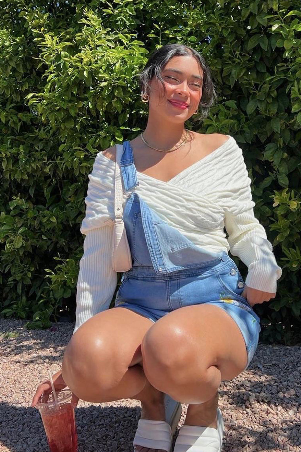 Heartstopper Off-Shoulder Wrap Knit Top Cream by Selfie Leslie