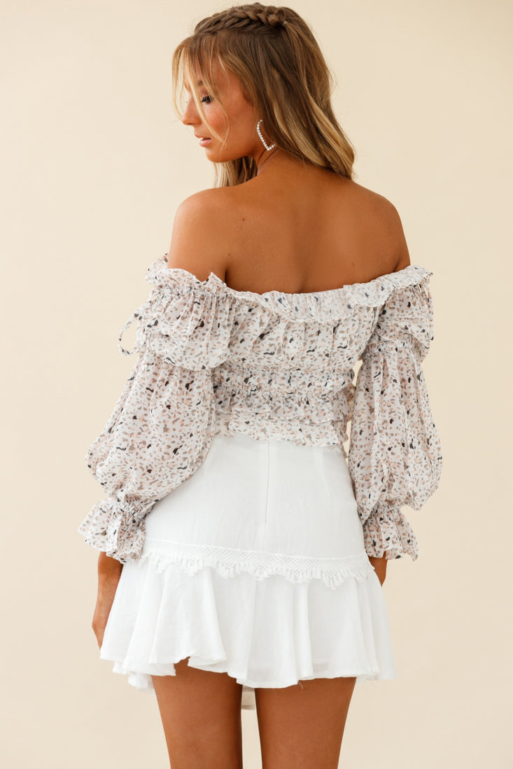 Taryn Bardot Top Animal Print White by Selfie Leslie