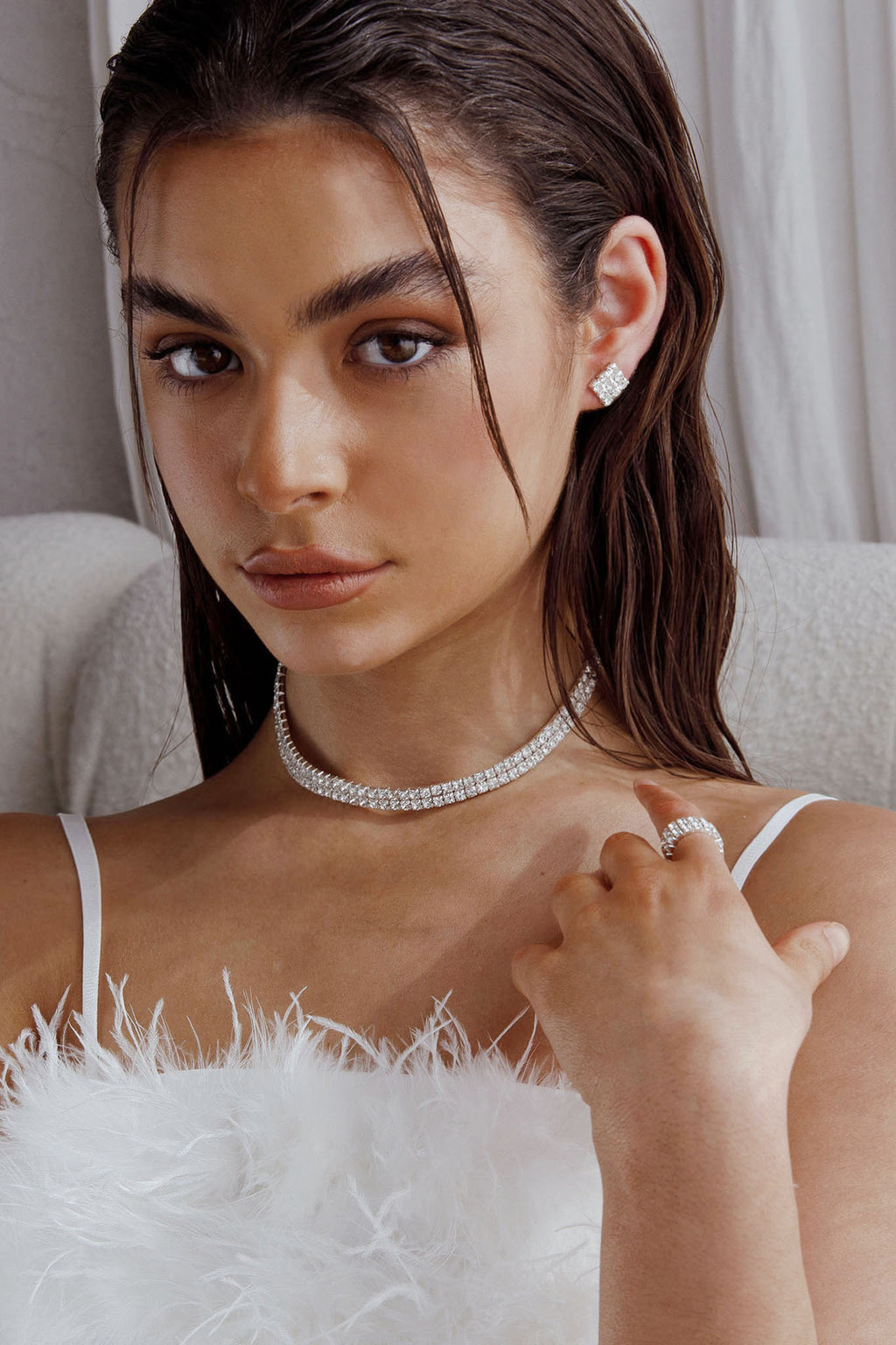 Suite Life Diamante Earrings, Ring and Necklace Set by Selfie Leslie