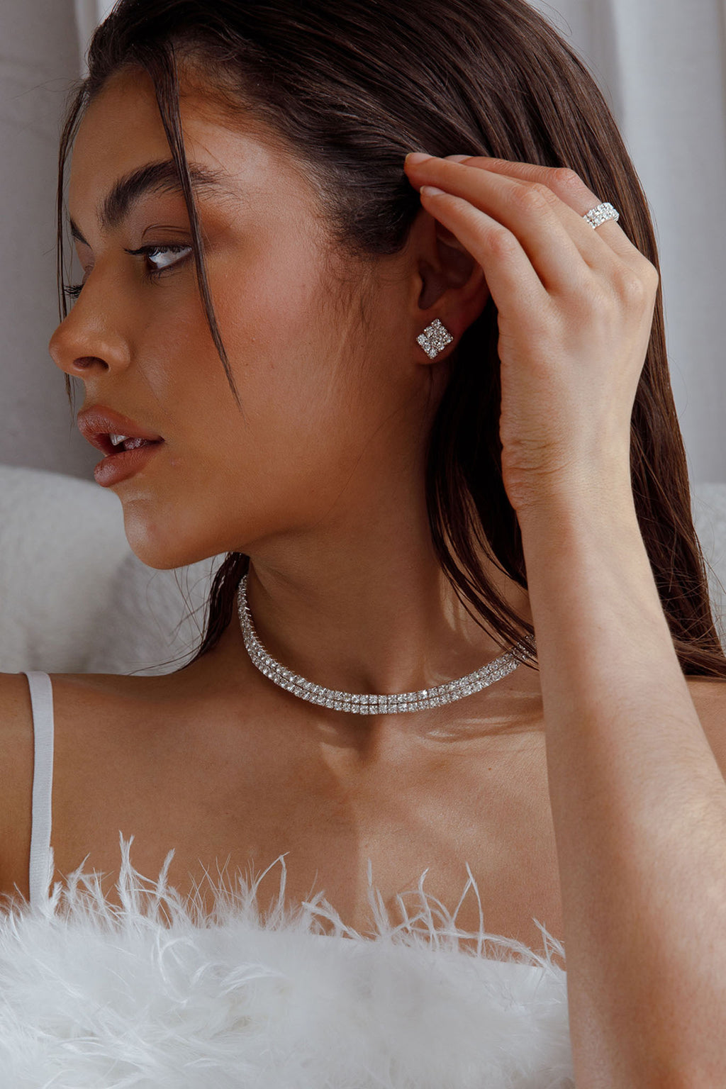 Suite Life Diamante Earrings, Ring and Necklace Set by Selfie Leslie