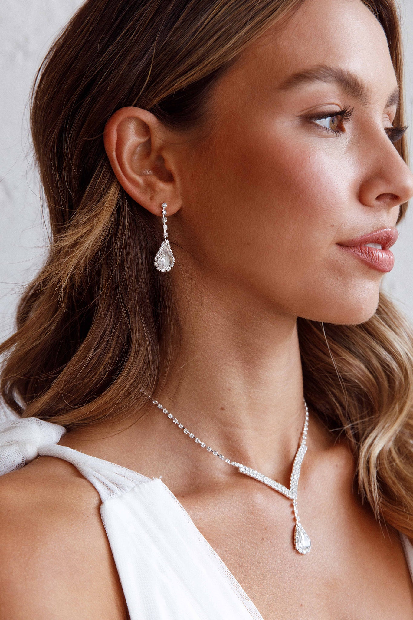 Melissa Diamante Necklace and Earrings Set Silver by Selfie Leslie