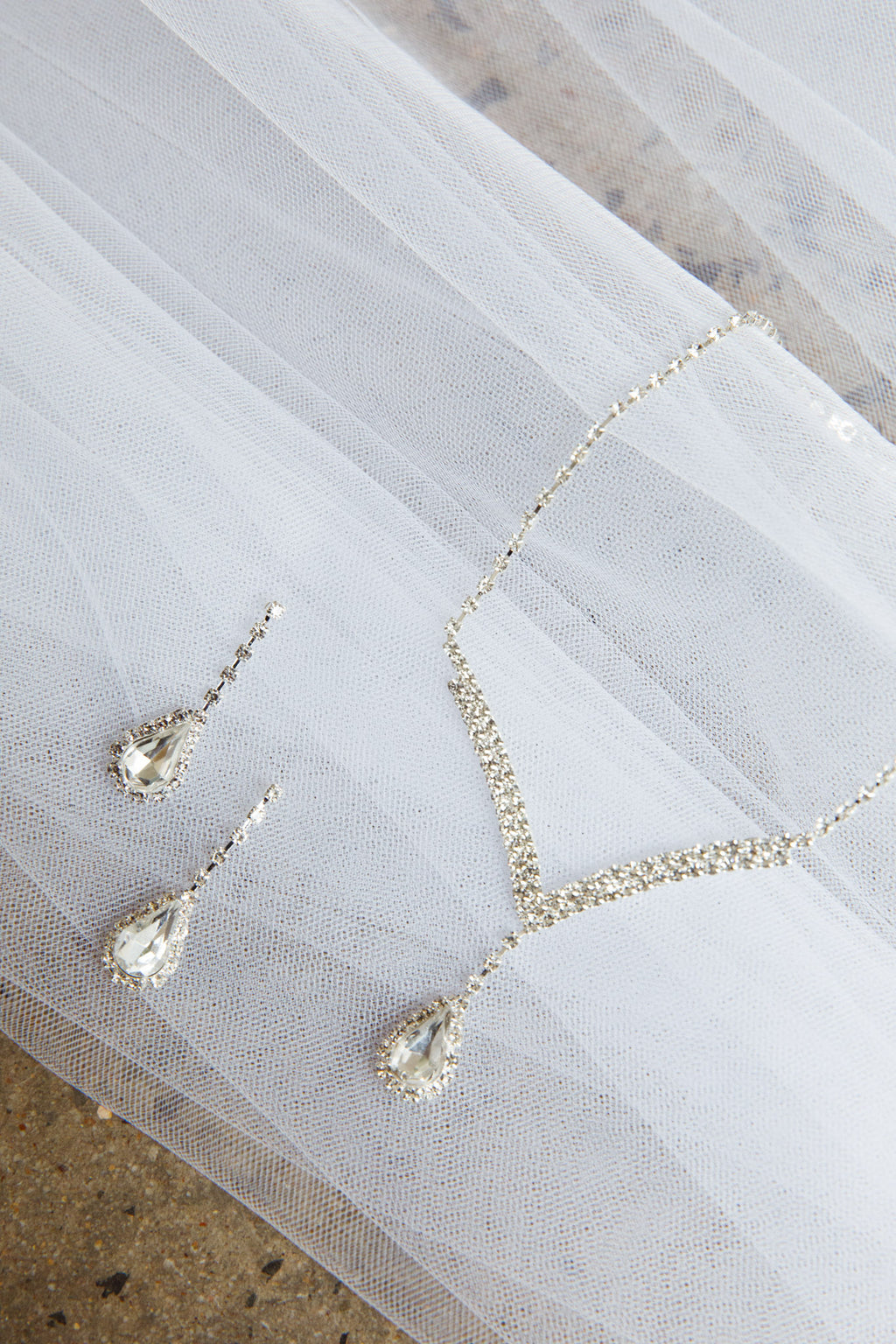 Melissa Diamante Necklace and Earrings Set Silver by Selfie Leslie