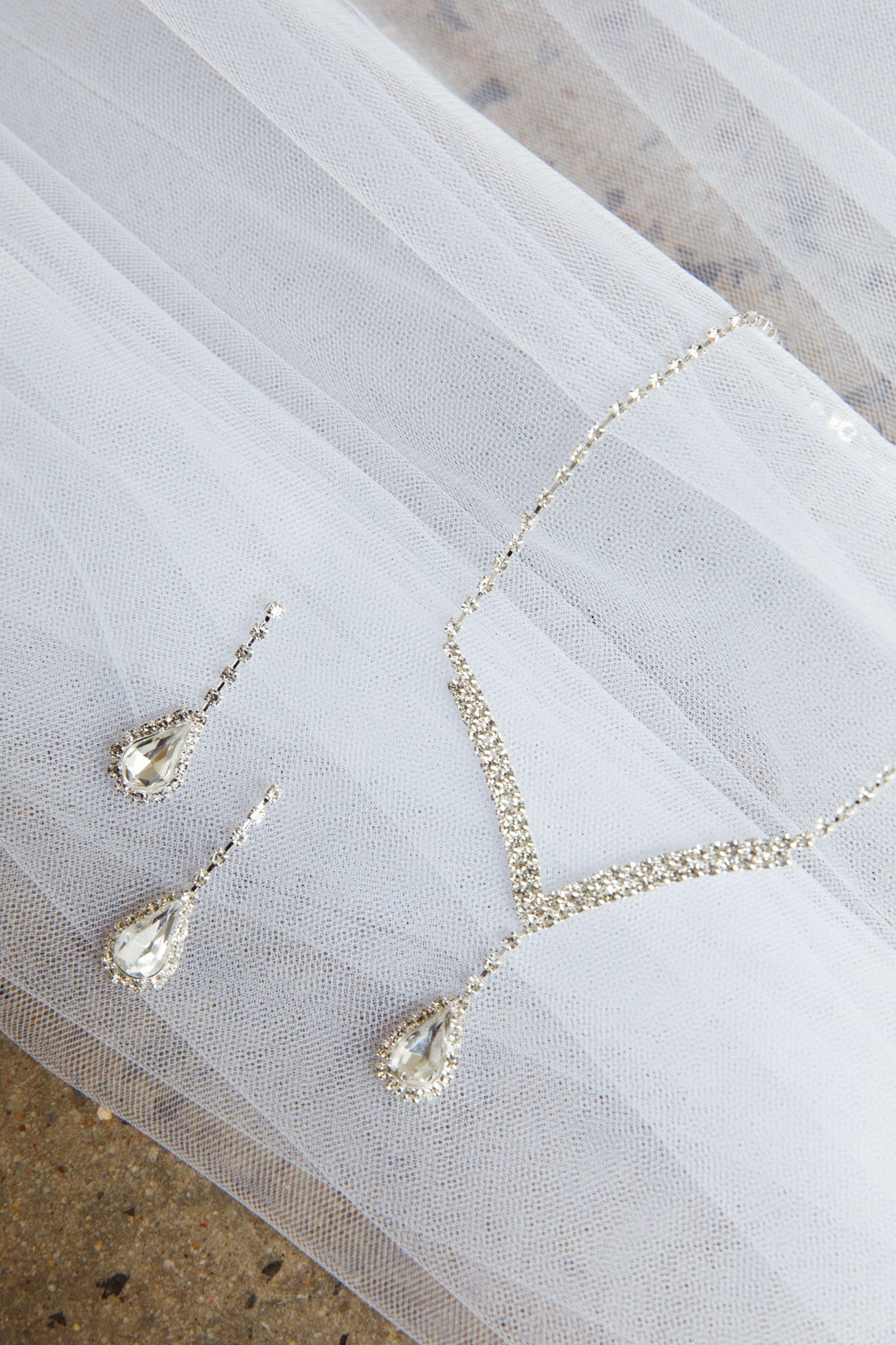 Melissa Diamante Necklace and Earrings Set Silver by Selfie Leslie