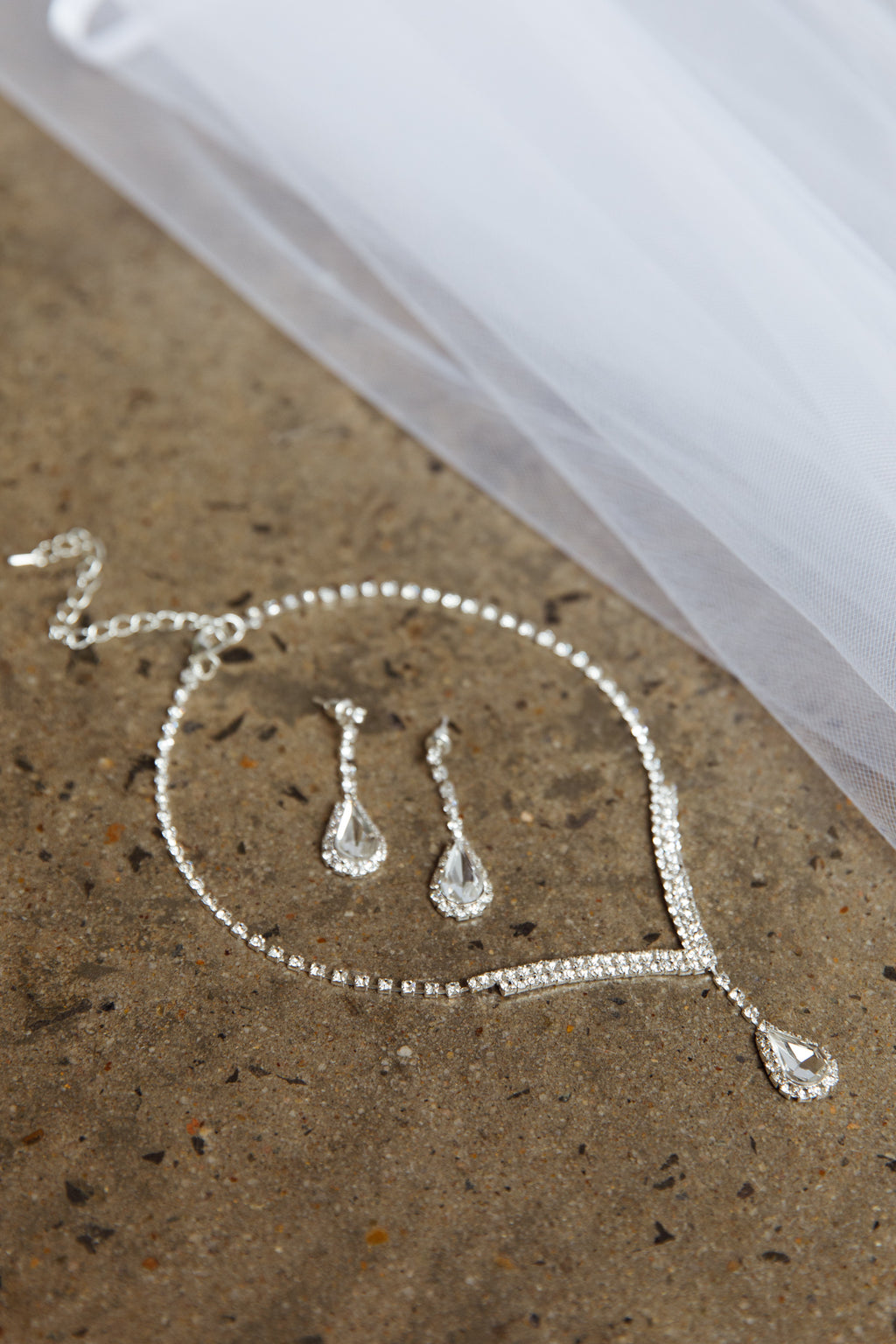 Melissa Diamante Necklace and Earrings Set Silver by Selfie Leslie