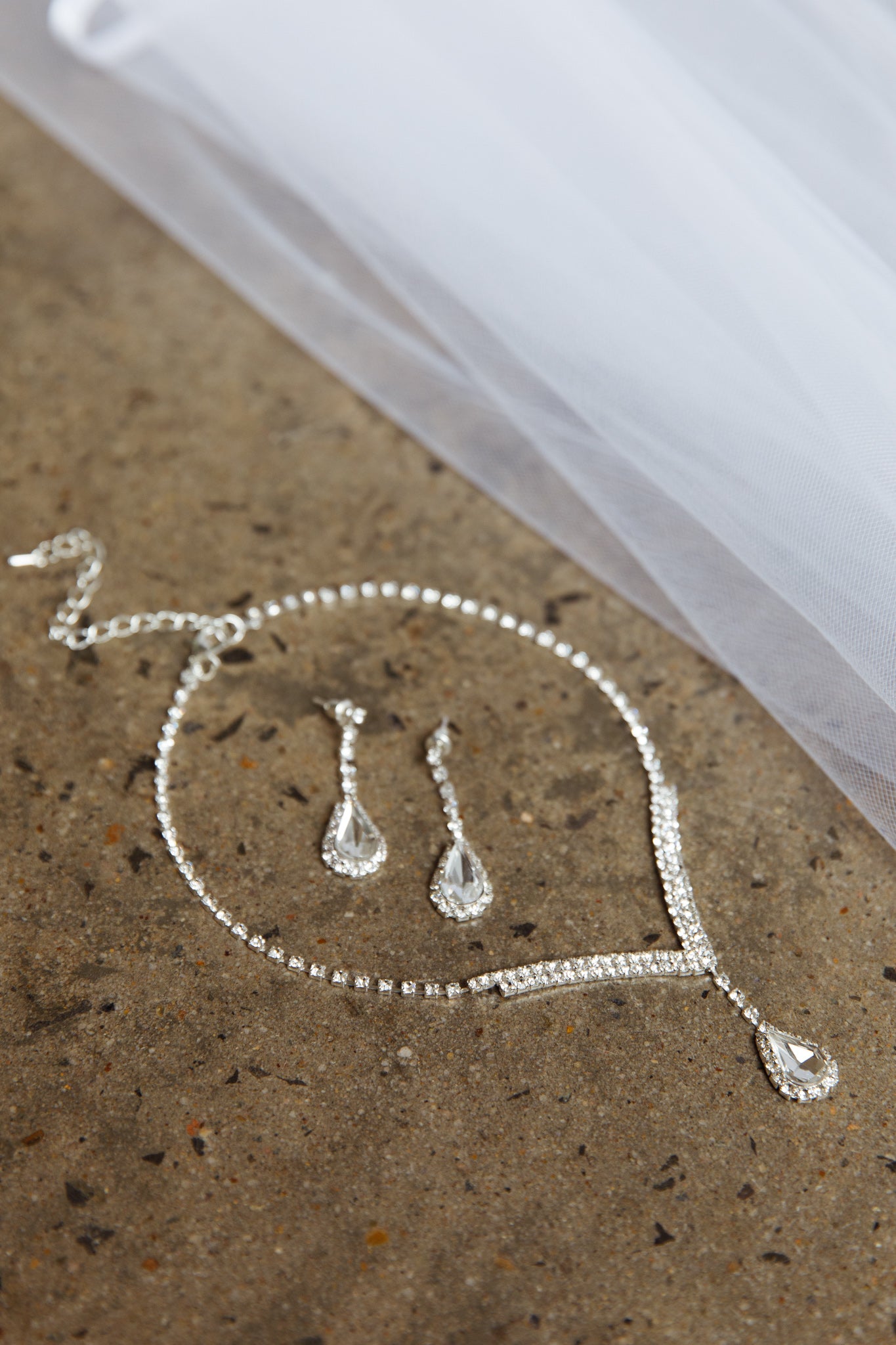 Melissa Diamante Necklace and Earrings Set Silver by Selfie Leslie