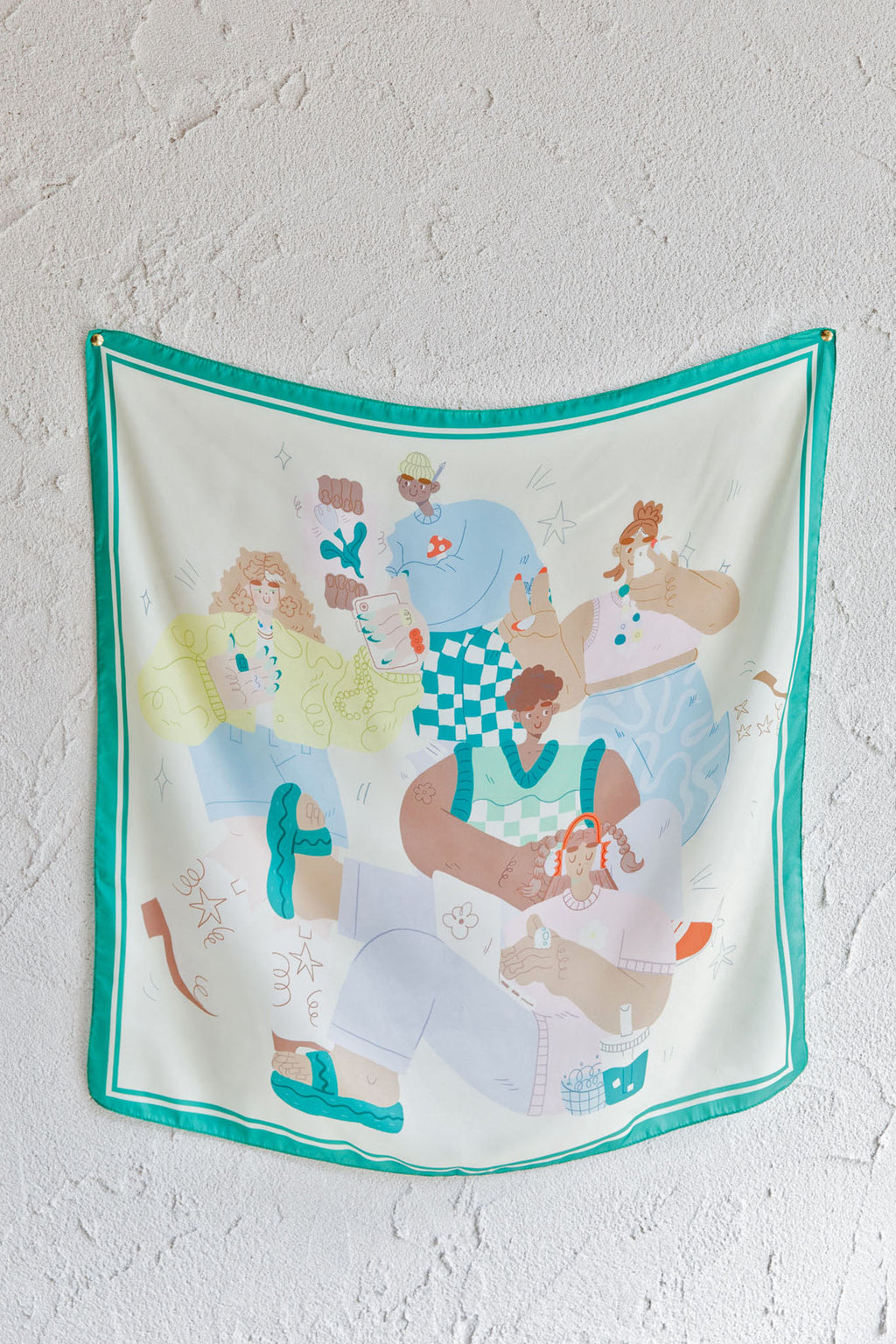 La Residencia Printed Square Scarf Green by Selfie Leslie